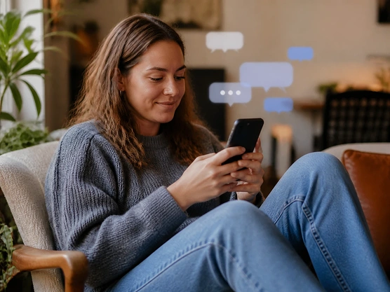 A customer casually chatting with the assistant from their phone