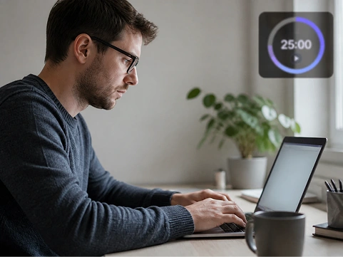 A remote worker tracking focused time