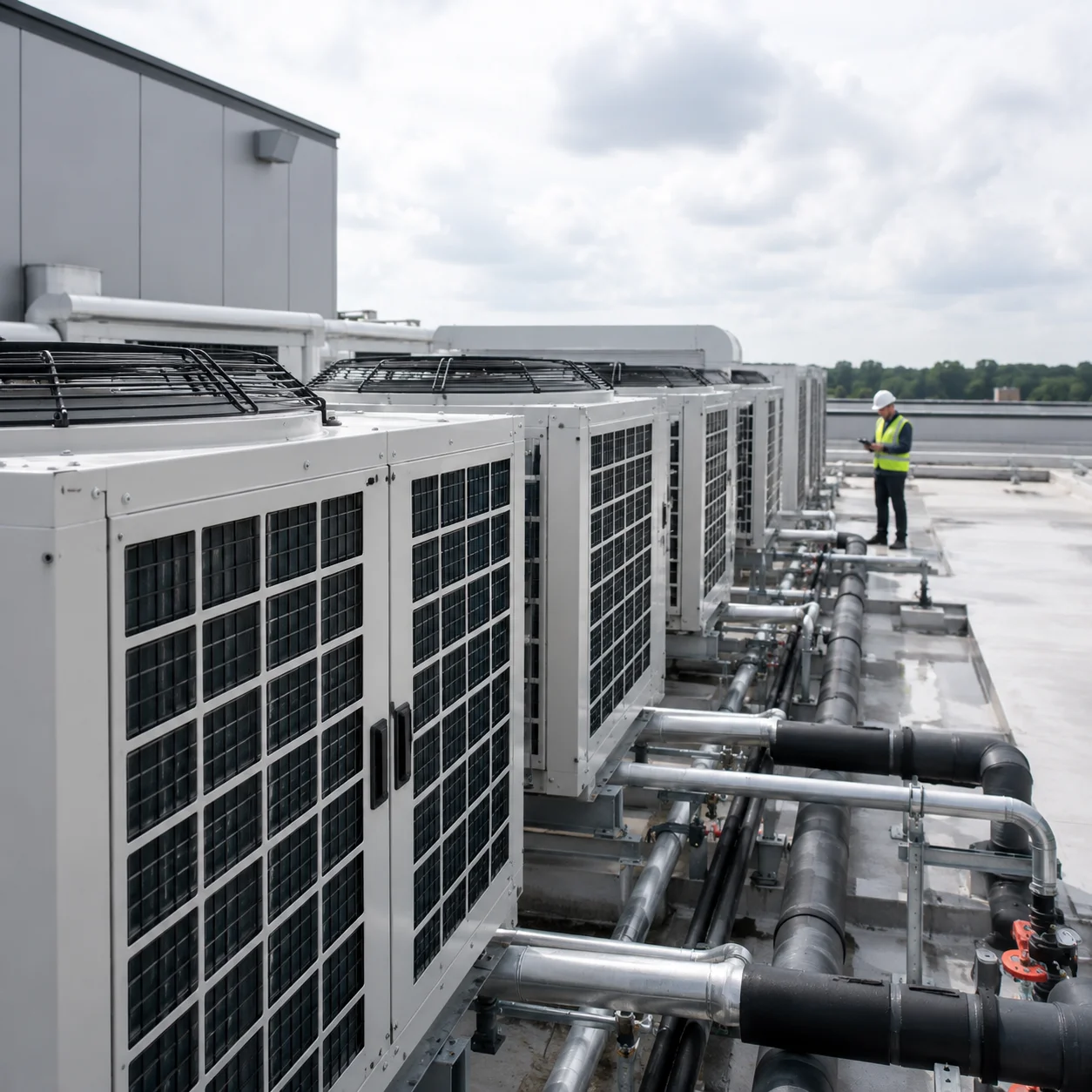 Facilities team maintaining HVAC and building systems