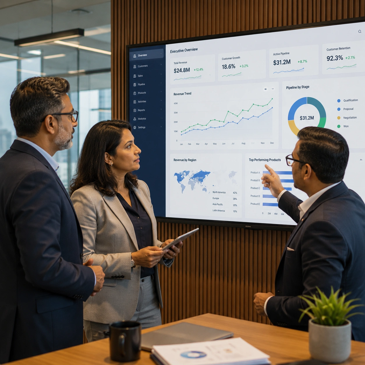 Executive reviewing revenue and pipeline reports