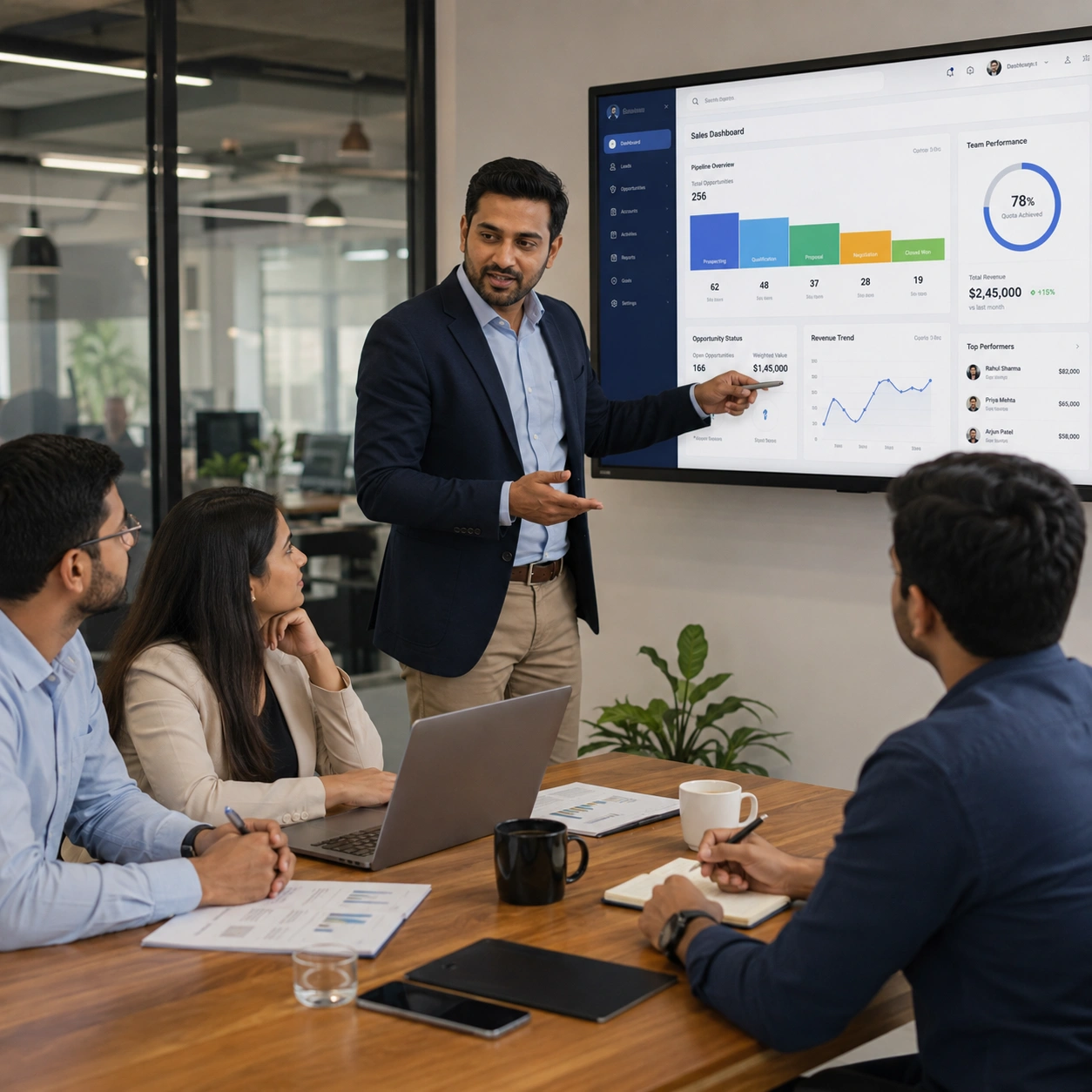 Sales manager reviewing pipeline performance