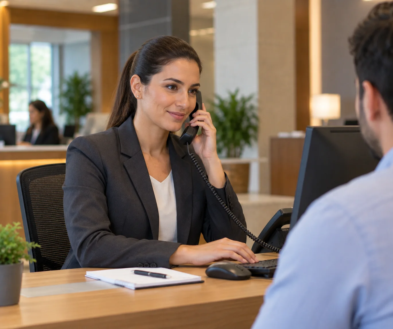 Financial services support agent assisting a client by phone