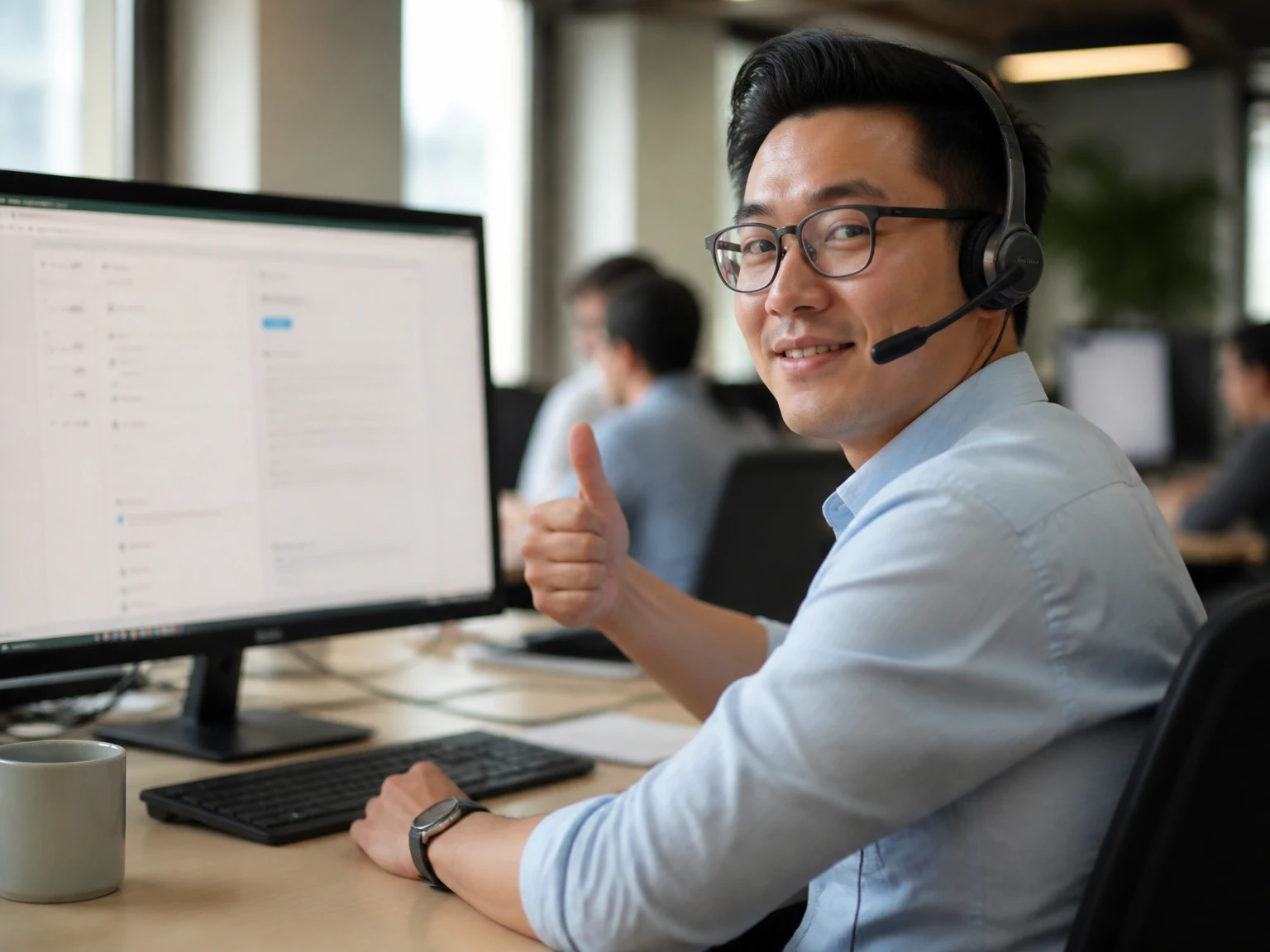 A support agent approving an AI-drafted reply