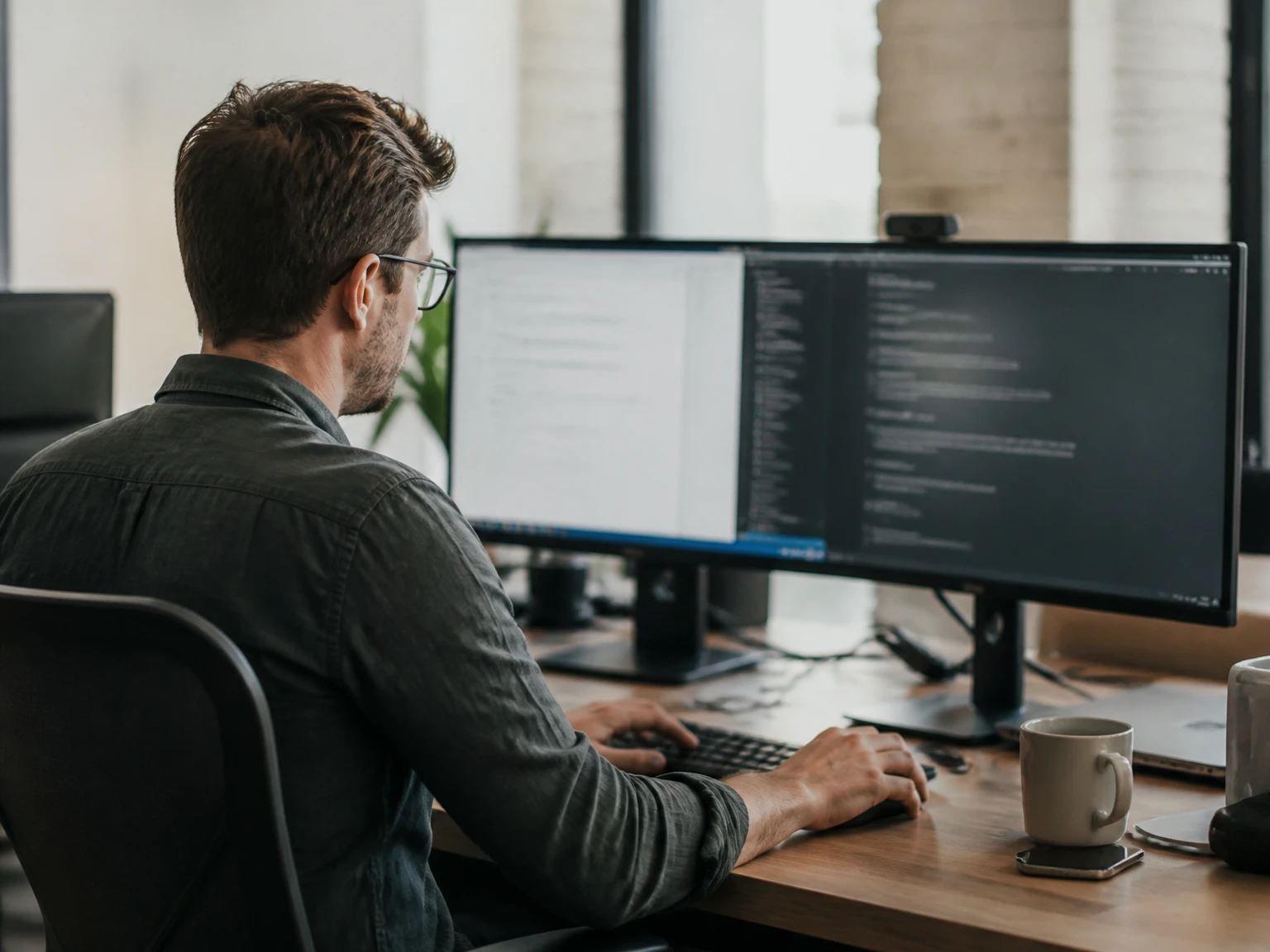 A person working naturally at their desk