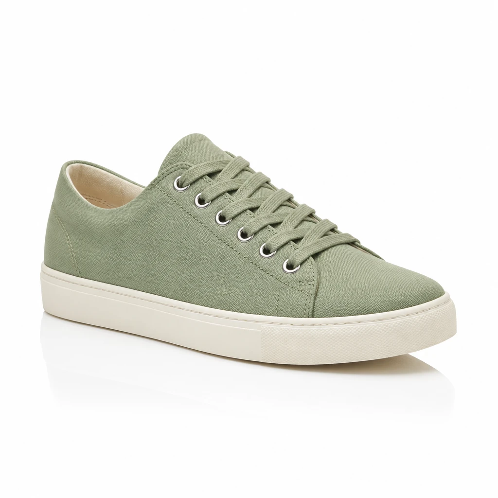 Product catalog shot — sneaker in sage green